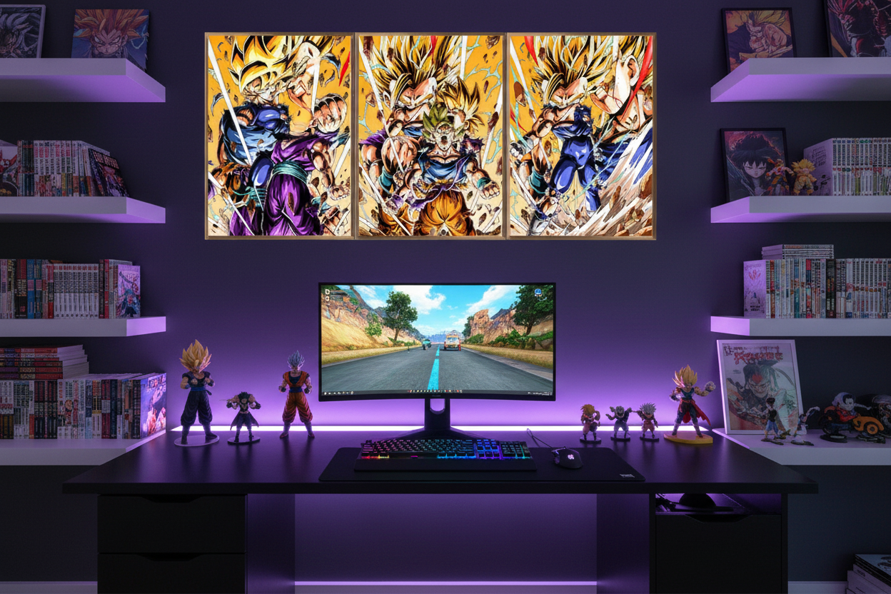 Póster Dragon Ball en habitación gamer